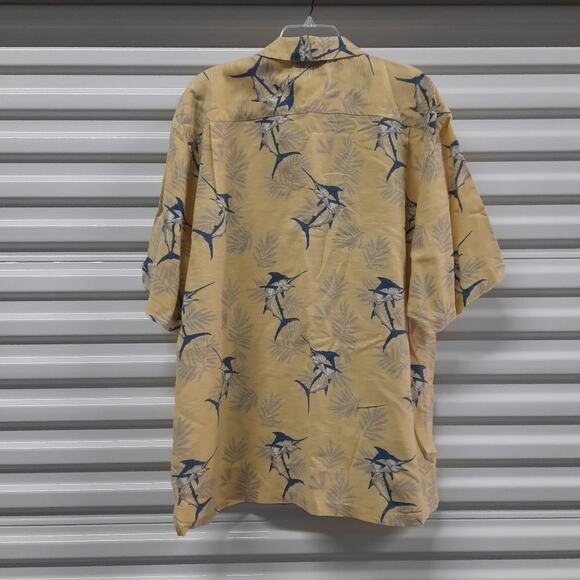 Columbia Mens Shirt Size Large Yellow Button Front Short Sleeve Cotton Casual - Picture 2 of 7